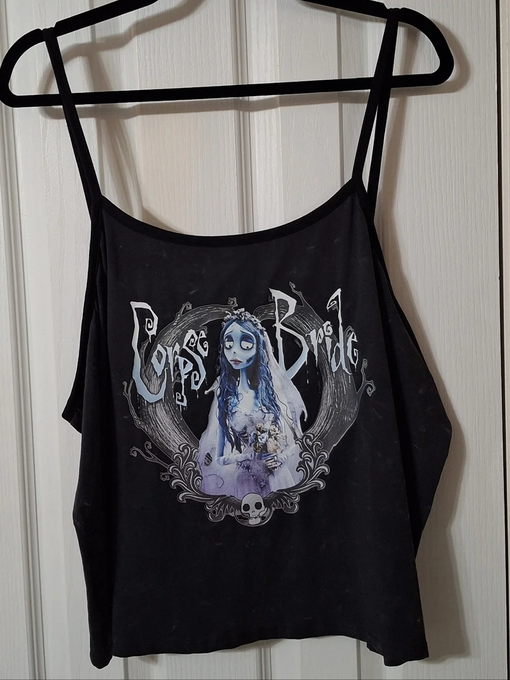 Corpse Bride Emily Mineral Wash Girls Crop Cami - Picture 2 of 4